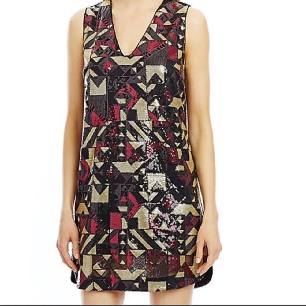 NWT Nicole Miller Metallic Sequin Cocktail Dress